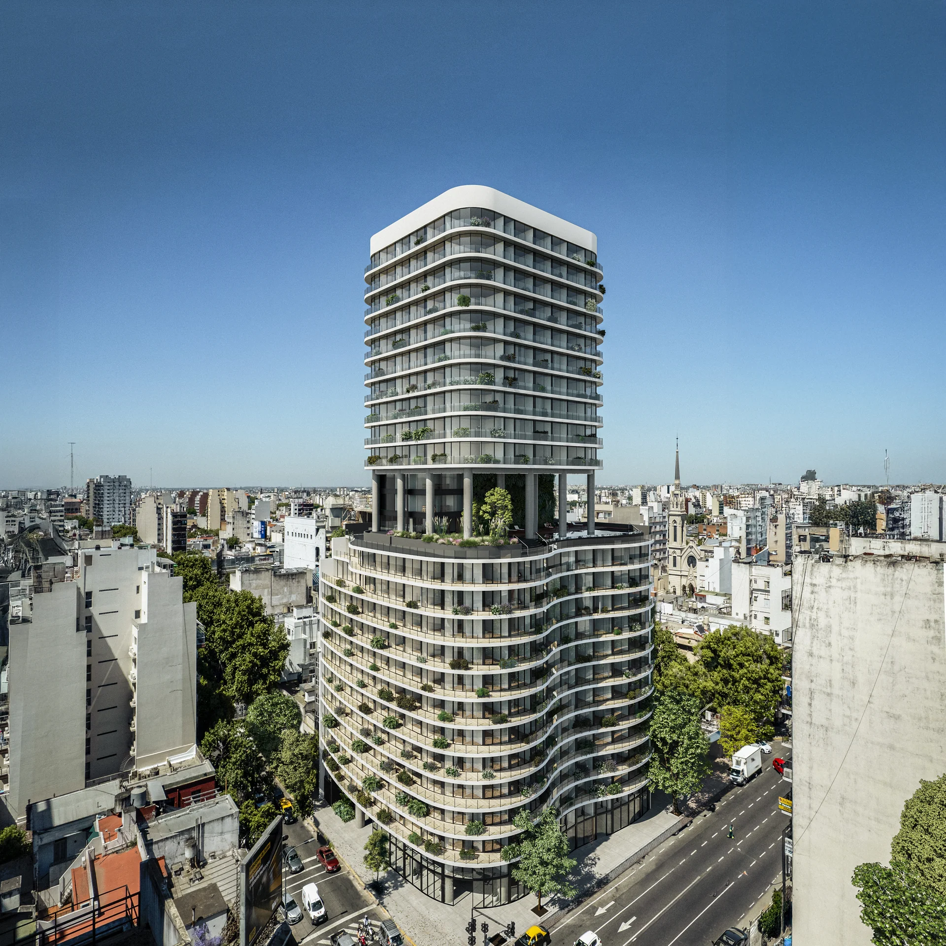 Torre Alberti: Escala Monumental y Silueta Ondulante en San Cristóbal